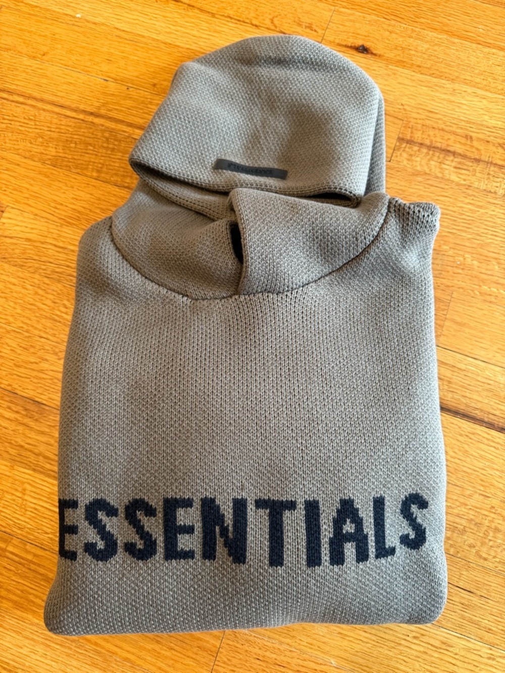 Fear of God Men’s Olive (Harvest) Hoodie Sweater with ESSENTIALS Logo - Medium